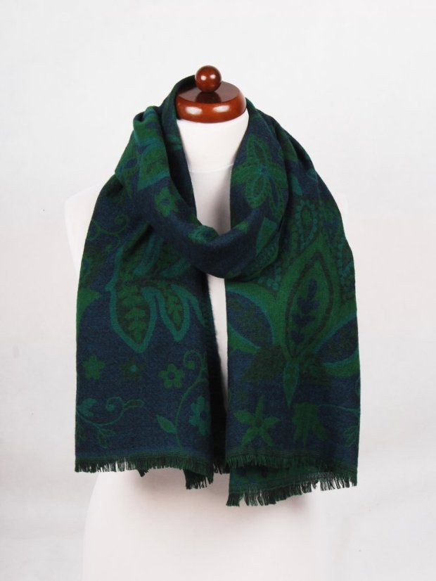 Schal aus Merinowolle dunkelblau-grün