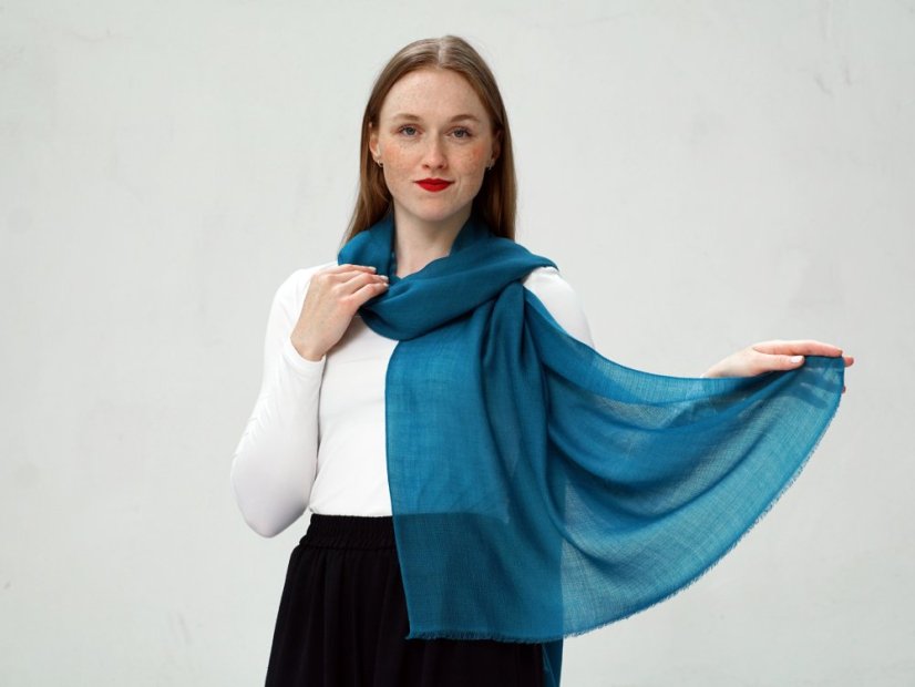 Ring-pashmina exklusiv in Petrol-Farbe