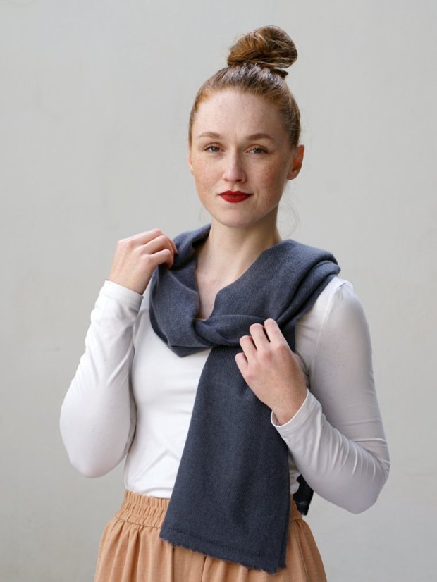 100% Kaschmirschal exklusiv schmal dunkelgrau