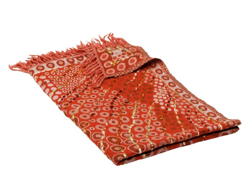 Schal aus Merinowolle handgestickt orange