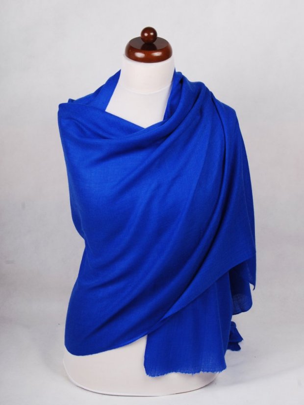 Kašmírská vlněná pašmína Self modrá