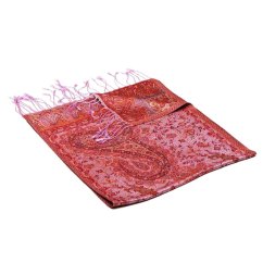 Hodvábny šál Super svetlofialový s červenou farbou