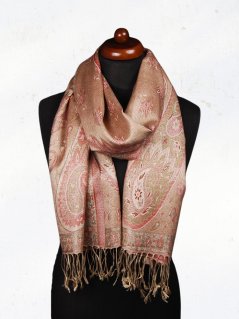 Seidenschal Super mittelgroß Norga goldfarben mit Rot