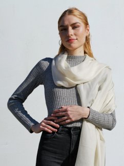 Pashmina-Wollschal Self cremefarben