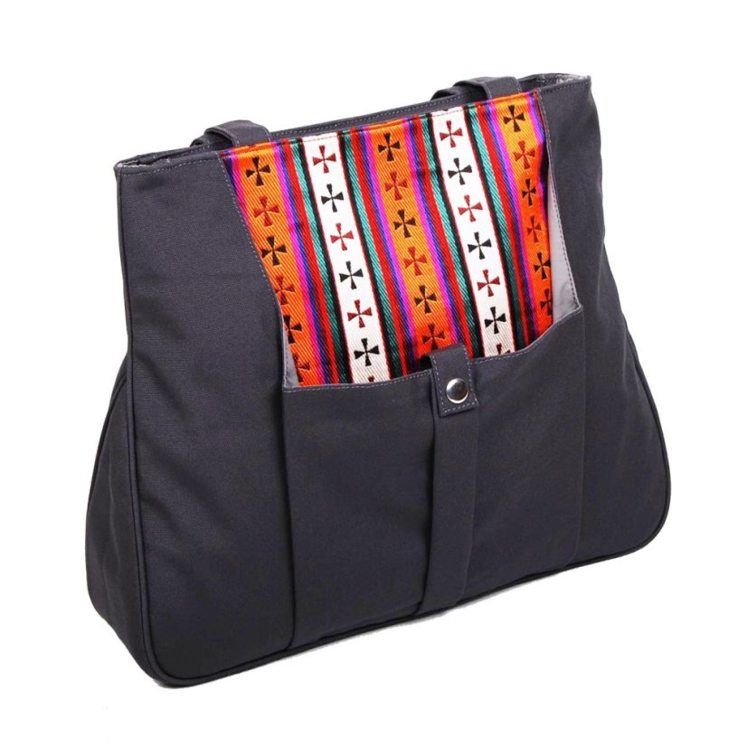 Tibetische Handtasche Tote Samye Druk dunkelgrau