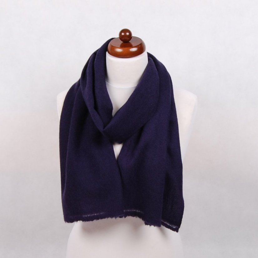 100% kašmírová šála exclusive úzká tmavě fialovomodrá