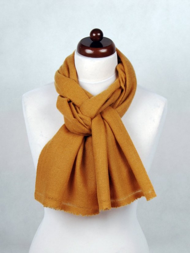 100% kašmírový šál exclusive úzky horčicovožltý