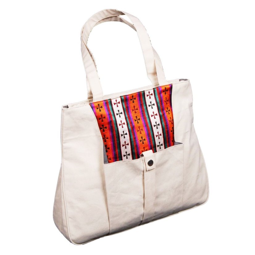 Tibetische Handtasche Tote Samye Druk cremefarben