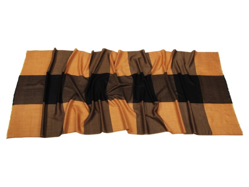 Kašmírská vlněná pašmína exclusive zlato-černá