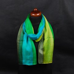 Hedvábná malovaná šála zelená