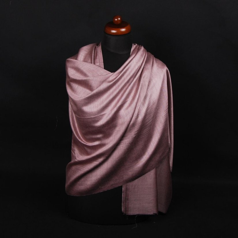 Šála z viskózy a hedvábí oboustranná černo-světle fialová s šedým nádechem