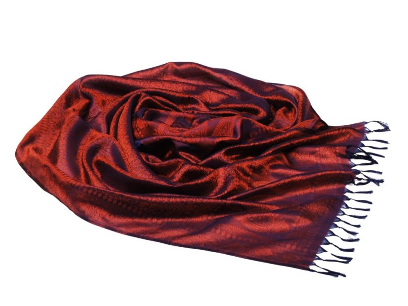 Seidenschal aus Varanasi dunkelblau-braun