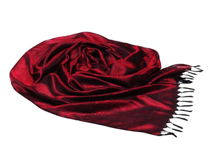 Hodvábny šál z Váránasí červeno-čierny