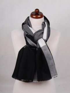 Kašmírská vlněná pašmína exclusive černo-bílá