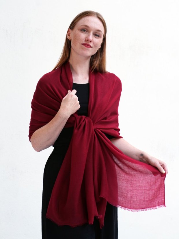 Ring-pashmina exklusiv weinrot