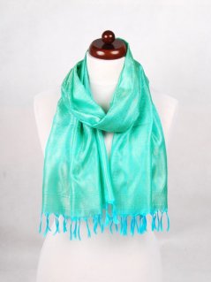 Seidenschal aus Varanasi helltürkis-hellgelb