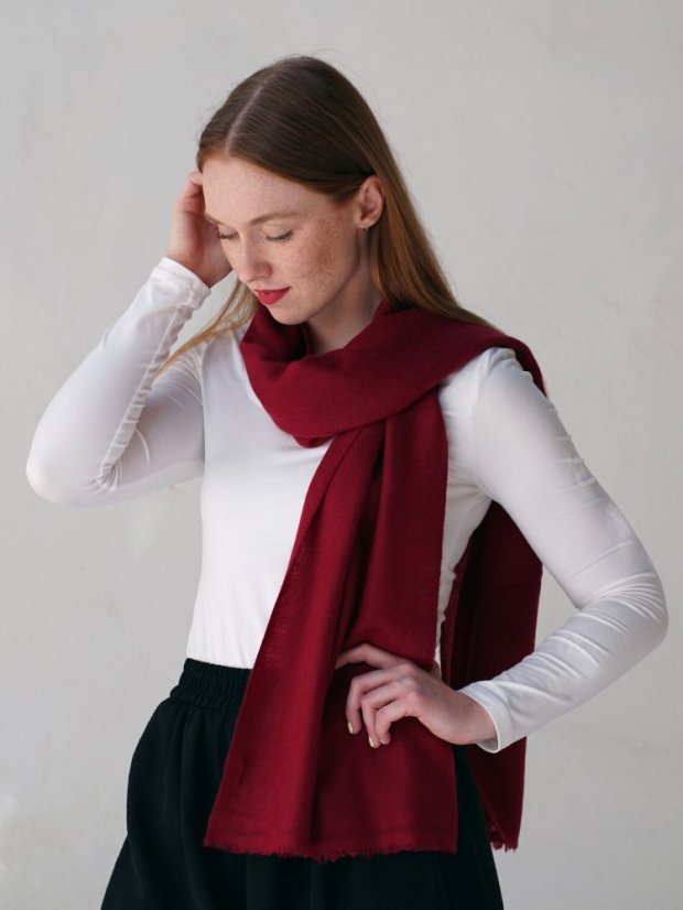 100% kašmírová šála exclusive úzká bordó