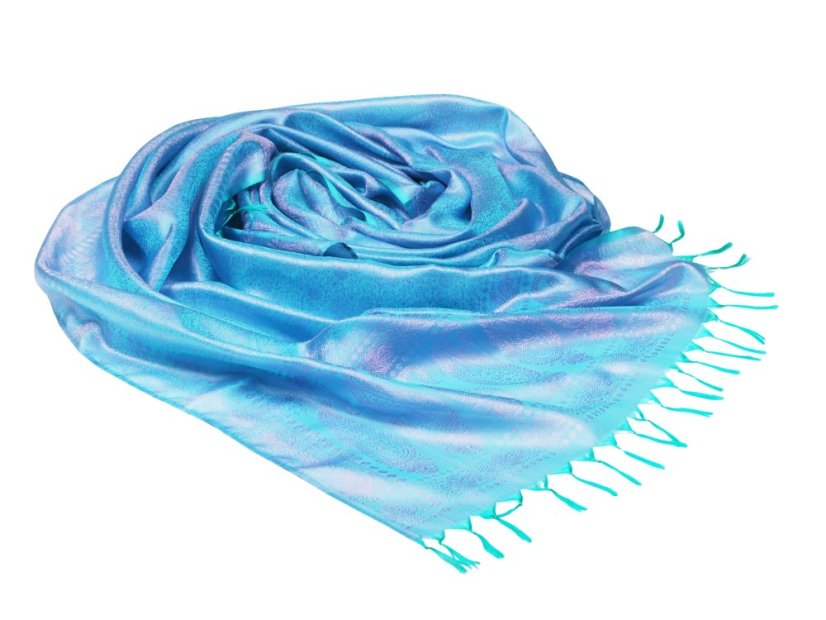 Hedvábná šála z Váránasí světle zeleno-světle fialová