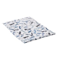 Šála z viskózy tenká bílá s šedomodrou