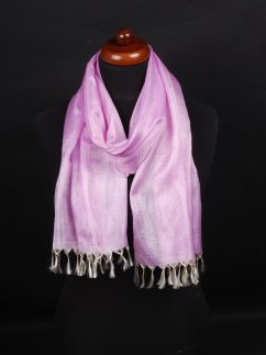 Hedvábná šála z Váránasí světle fialovo-smetanová