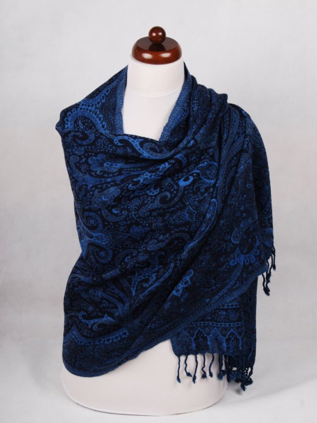 Schal aus Merinowolle blau