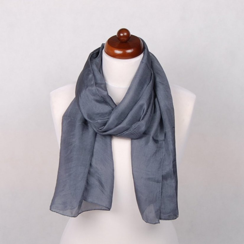 Hodvábny šál jednofarebný tmavošedý