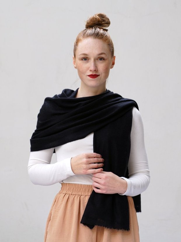 100% kašmírová šála velká černá