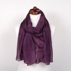 Hedvábná šála velká tmavě fialová s nádechem do hnědé