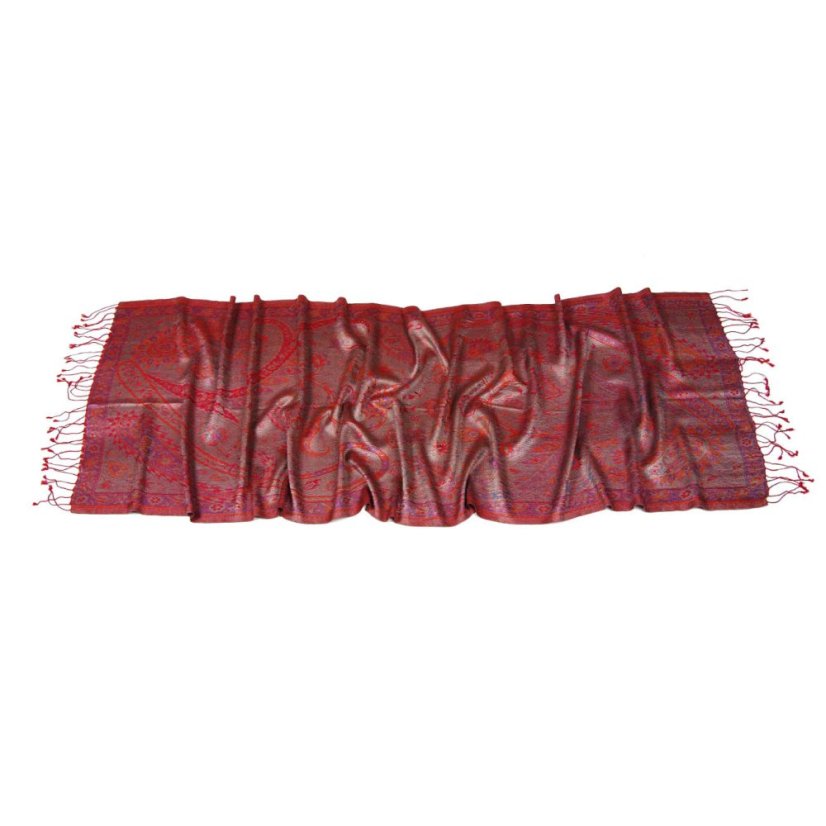 Hedvábná šála Super střední červená s oranžovou