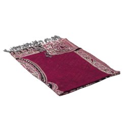 Prostříhávaná šála z viskózy fialová s černou a světle zelenou