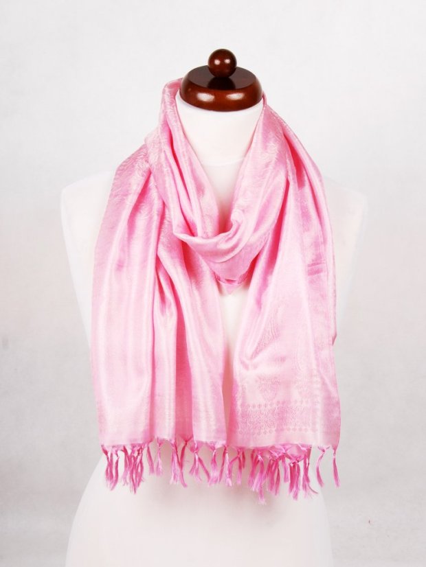 Seidenschal aus Varanasi rosa-cremefarben