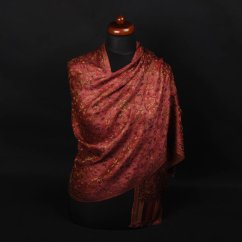 Šála z viskózy a hedvábí Khani Jamavar šedofialová se žlutou