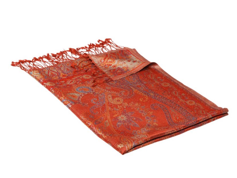 Seidenschal Super groß in Terracotta Farbe mit Rot