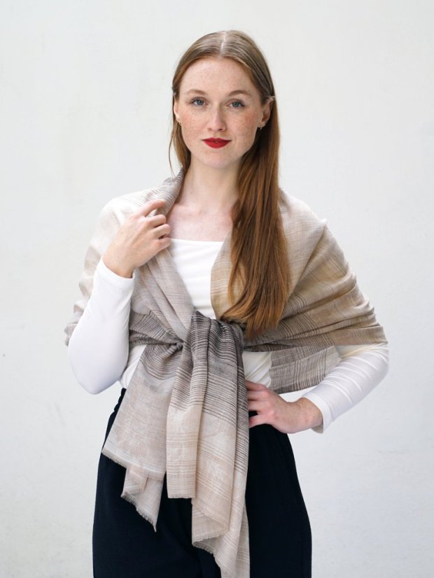 Kašmírska vlnená pašmína exclusive hnedá