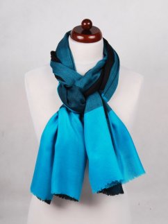 Kašmírská vlněná pašmína exclusive tyrkysovo-černá