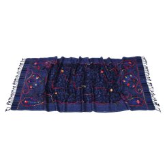 Šála z merino vlny s vyšíváním Kalsang tmavě modrá