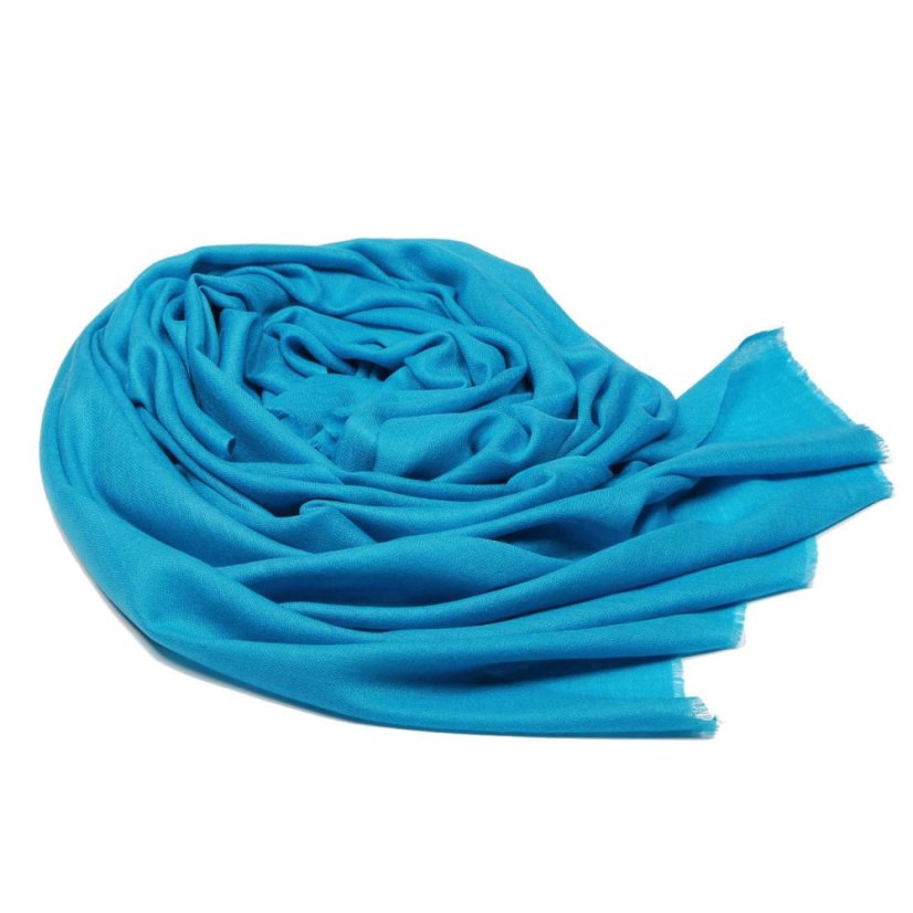 Pashmina-Wollschal Self türkis mit Grau-Stich