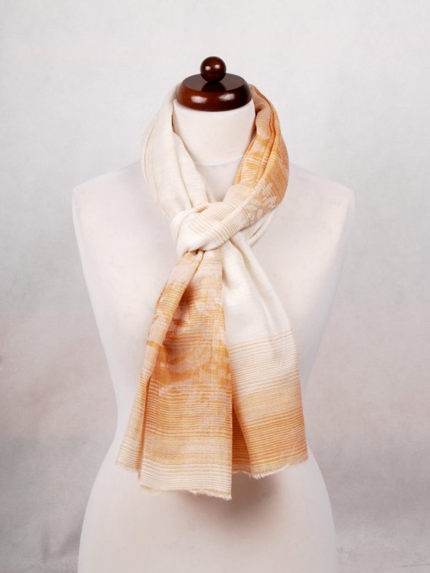 Kaschmirische Pashmina exklusiv creme mit Gold  und Graubraun