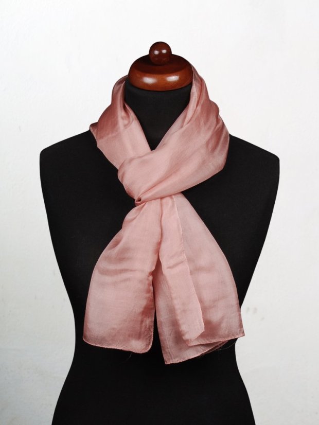 Hedvábná šála jednobarevná béžovorůžová