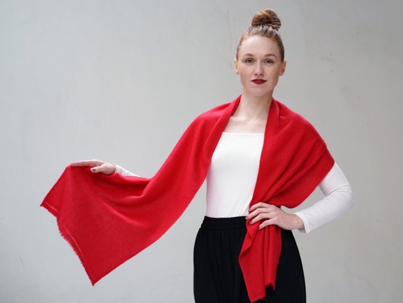 100% kašmírový šál exclusive úzky červený