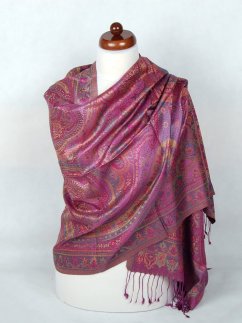 Hodvábny šál Super veľký fialový s šedým nádychom