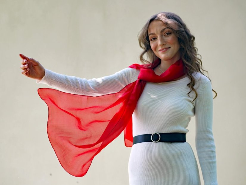 Seidenschal einfarbig rot