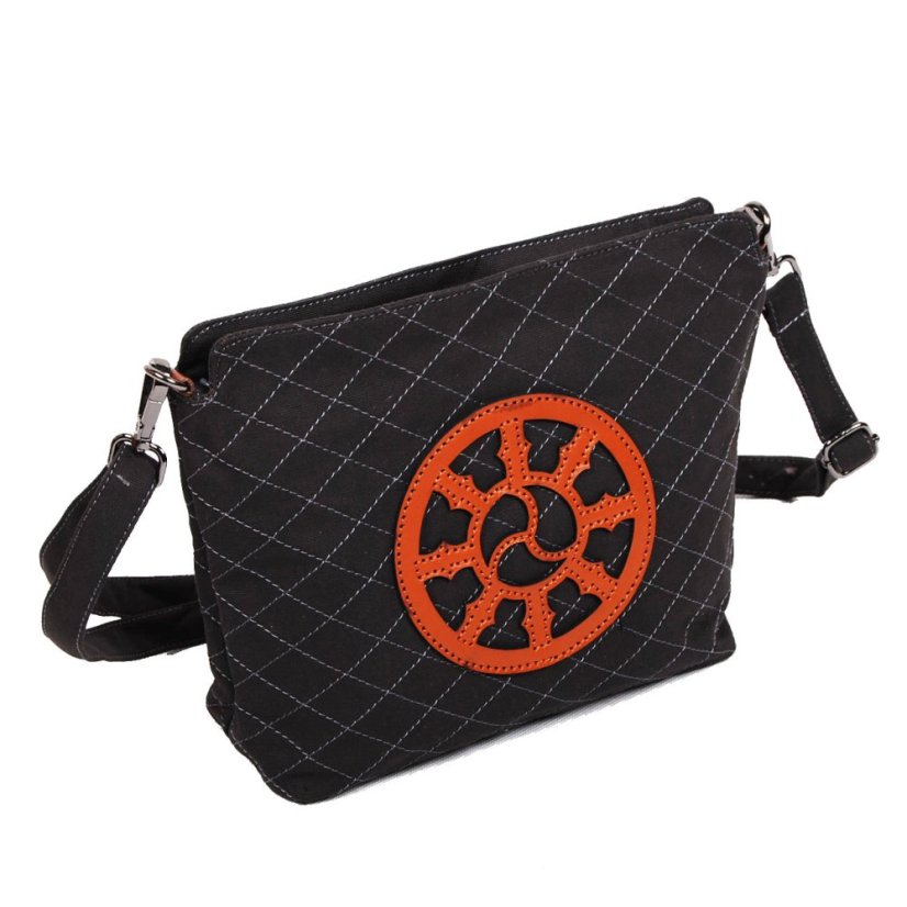 Tibetische Handtasche crossbody Tharpa Khorlo dunkelgrau