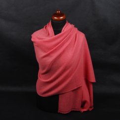 100% kašmírový šál veľký koralovoružový