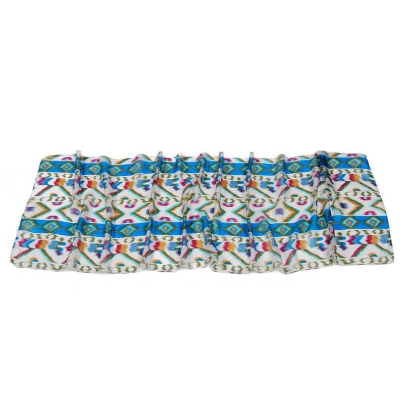 Hedvábná šála s potiskem bílá s tyrkysovou a zelenou