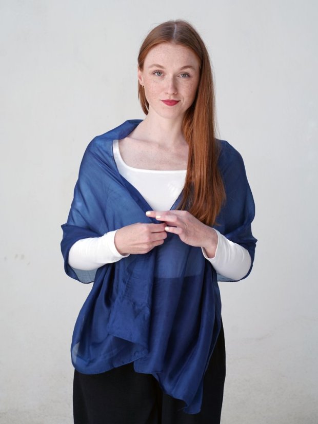 Seidenschal einfarbig dunkelblau