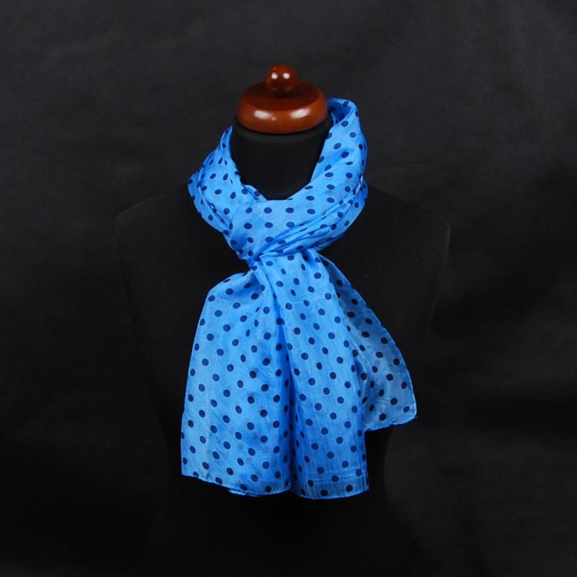 Hedvábná šála s potiskem velká světle modrá s tmavě modrou