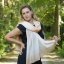Kaschmirische Pashmina exklusiv creme mit Gold  und Graubraun