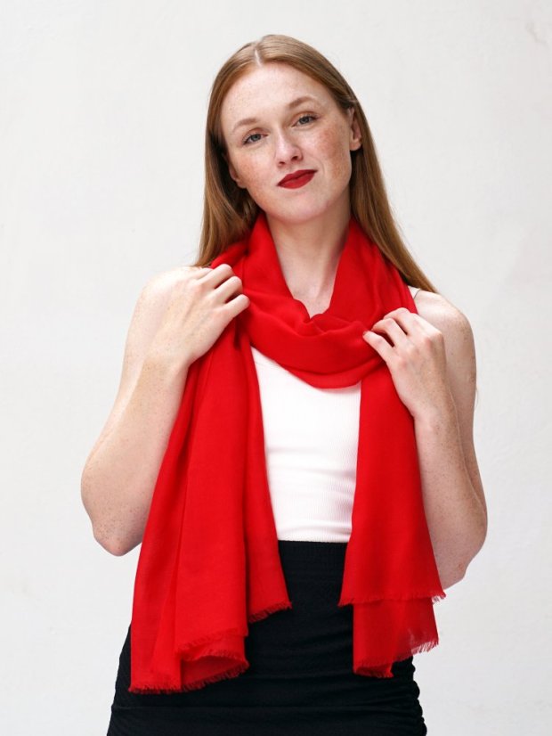 Ring-pashmina exklusiv rot