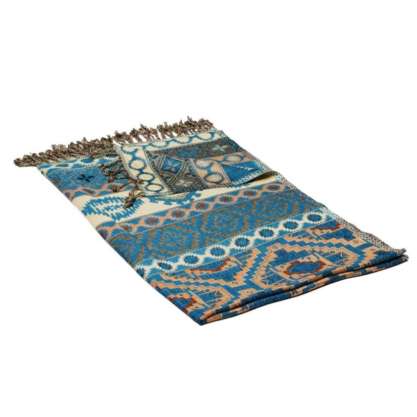 Schal aus Viskose mehrfarbig mit Hellblau